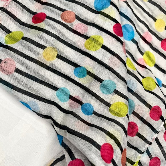 🎨 Modern Striped Scarf with Colorful Dots – Playful & Chic - Picture 4 of 12